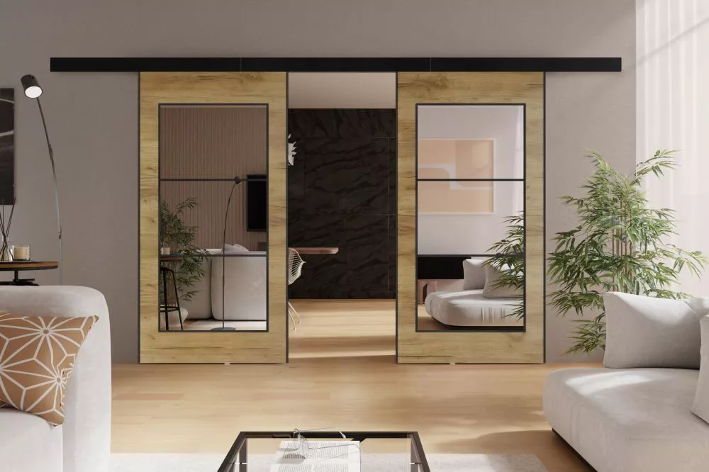 Bīdāmās durvis Tori Duo · Ozols craft zelts · 212 × 205 cm