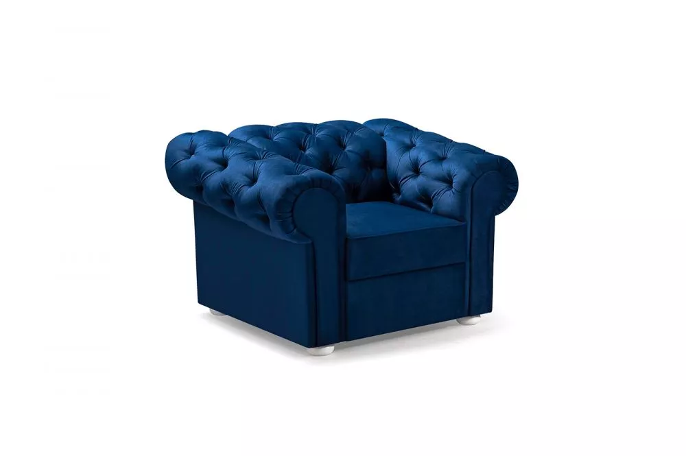 Mīksts krēsls Valentino 1S Standard Sēdvietas dziļums: 56 cm, · Tumši zils · 112 × 92 × 82 cm