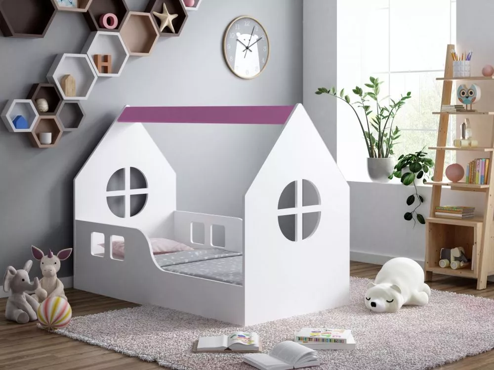Bērnu gulta House 7 ar stelāžu Guļamvietas platums: 80 cm, Guļamvietas garums: 160 cm, · 80 × 164 × 106 cm