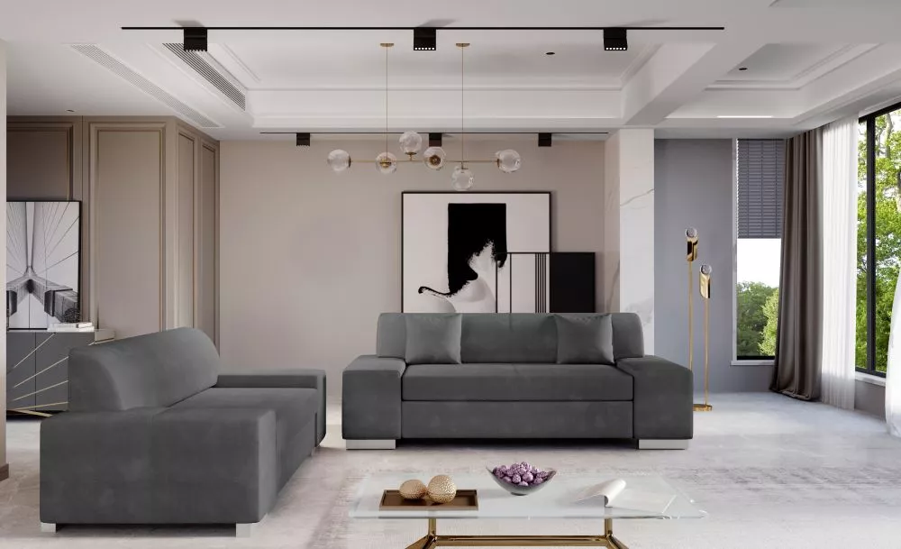 Komplekts Porto 3S+2S Premium standard · Tumši pelēks · 90 × 210 × 98 cm