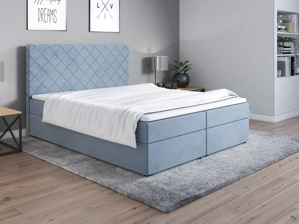 Gulta Classic 2 Boxspring standard Guļamvietas platums: 180 cm, Guļamvietas garums: 200 cm, · Gaiši zils · 180 × 209 × 1