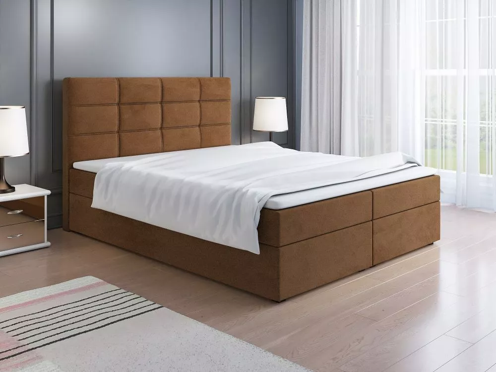 Gulta Classic 1 Boxspring standard Guļamvietas platums: 160 cm, Guļamvietas garums: 200 cm, · Gaiši brūns · 160 × 209 × 