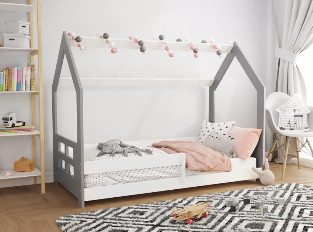 Bērnu gulta Domek D5-D ar stelāžu Guļamvietas platums: 80 cm, Guļamvietas garums: 160 cm, · 87 × 164 × 124 cm