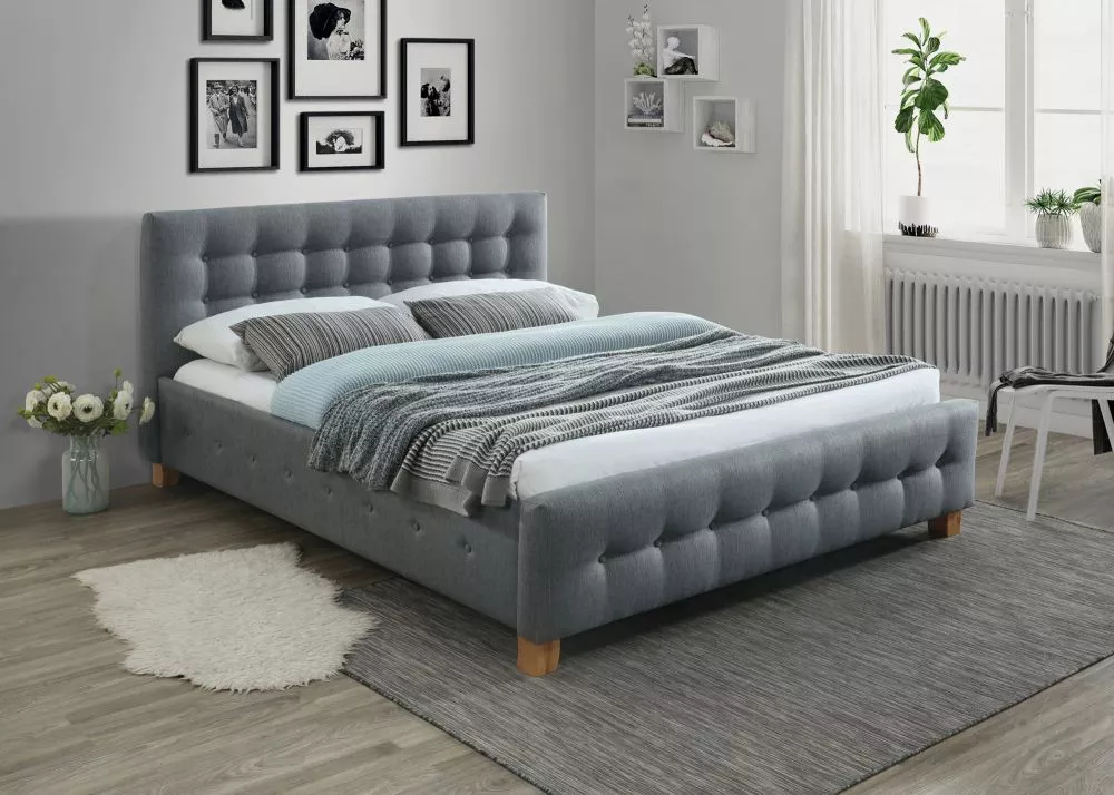 Gulta Barcelona 160 ar stelāžu Guļamvietas platums: 160 cm, Guļamvietas garums: 200 cm, stelāžas tips: koka, · Pelēks · 