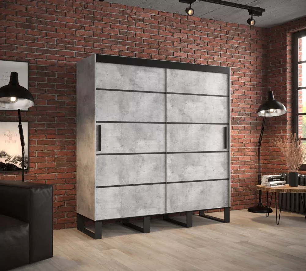 Skapis Loft V1 · Betons · 200 × 62 × 212 cm