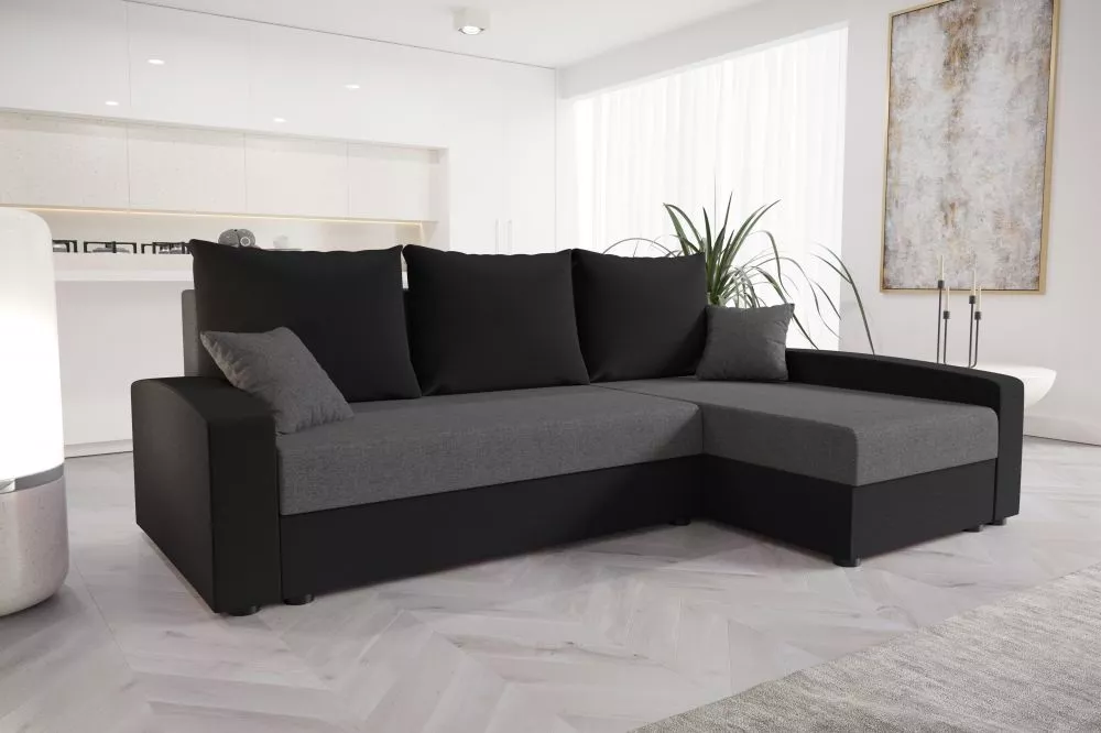Dīvāns Chievo Standard · Tumši pelēks + melns · 140 × 231 × 90 cm