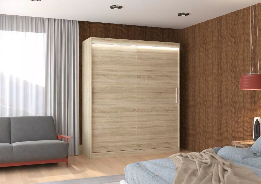 Skapis Lincoln ar LED · Sonoma · 180 × 58 × 215 cm