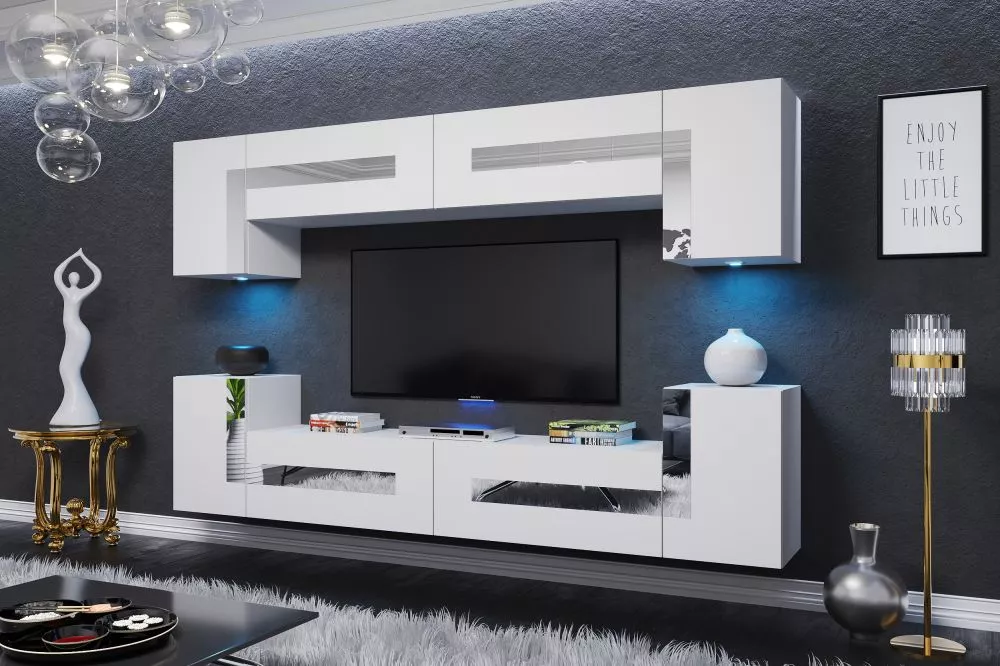 Sekcija Astroga ar LED · Balts · 240 × 35 × 170 cm