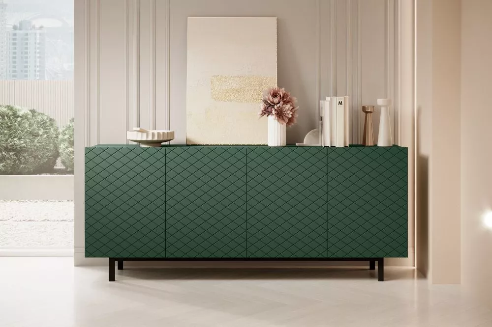 Kumode Scalia 2 K190 4D Black · Tumši zaļš · 190 × 42 × 81 cm