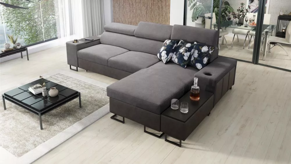 Dīvāns Melody 1 Maxi Premium Standard · Tumši pelēks + grafīts · 182 × 291 × 84 cm