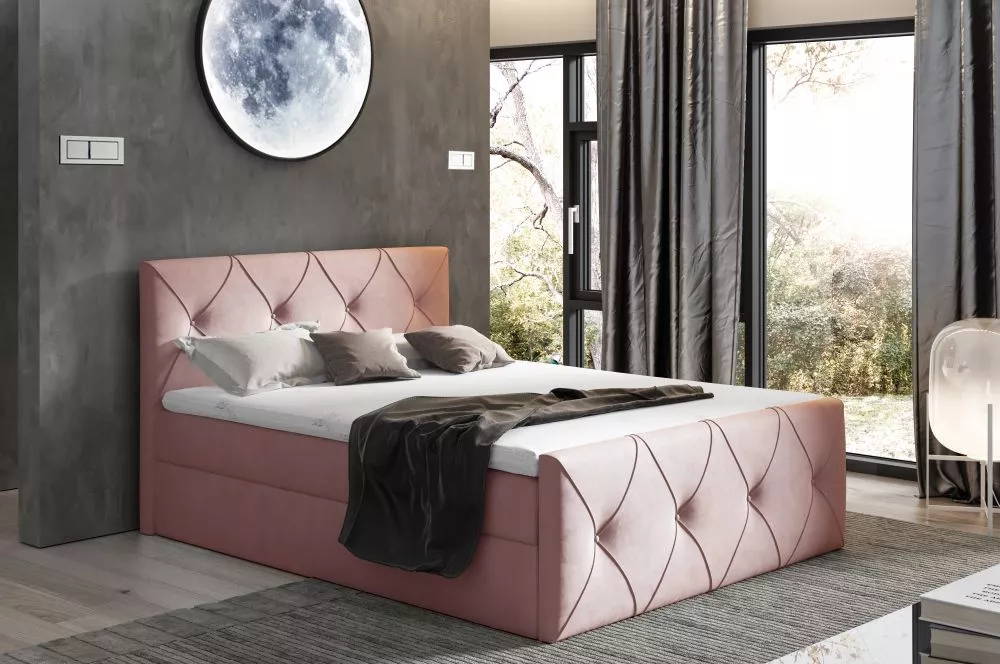 Gulta Crystal Lux Boxspring Premium Standard Guļamvietas platums: 180 cm, Guļamvietas garums: 200 cm, · Rozā · 184 × 213