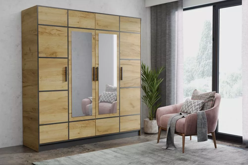 Skapis Roj Loft · Ozols craft zelts · 206 × 39 × 205 cm