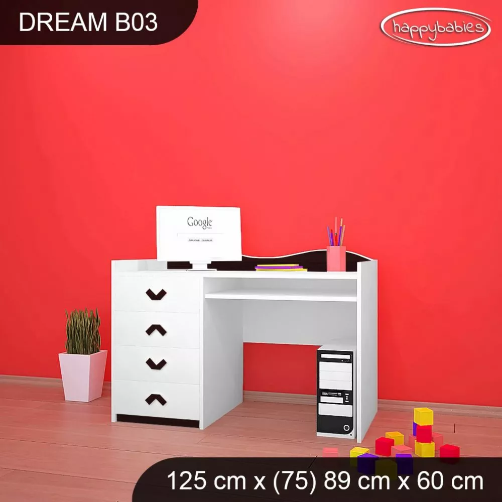 Bērnu rakstāmgalds Dream B03 Maksimālais augstums: 89 cm, · 125 × 75 × 60 cm
