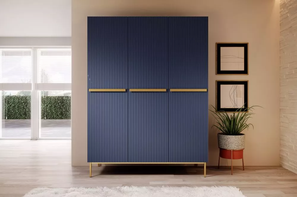 Skapis Nicole SZ150 3D2SZ Gold · Zils · 150 × 62 × 220 cm