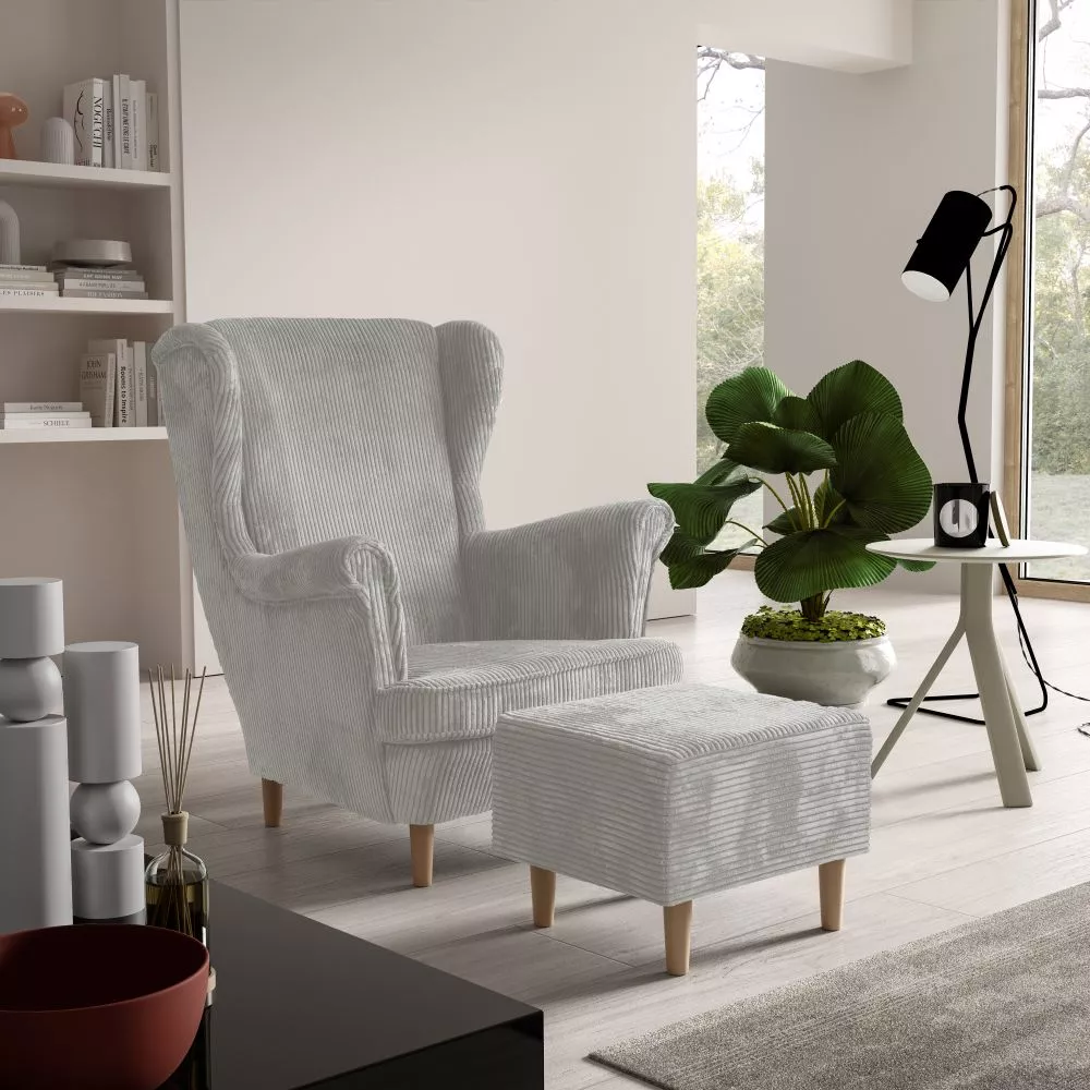 Mīksts krēsls Maya 194 1S+P Poso Standard Sēdvietas dziļums: 55 cm, · Bēši pelēks · 85 × 90 × 103 cm