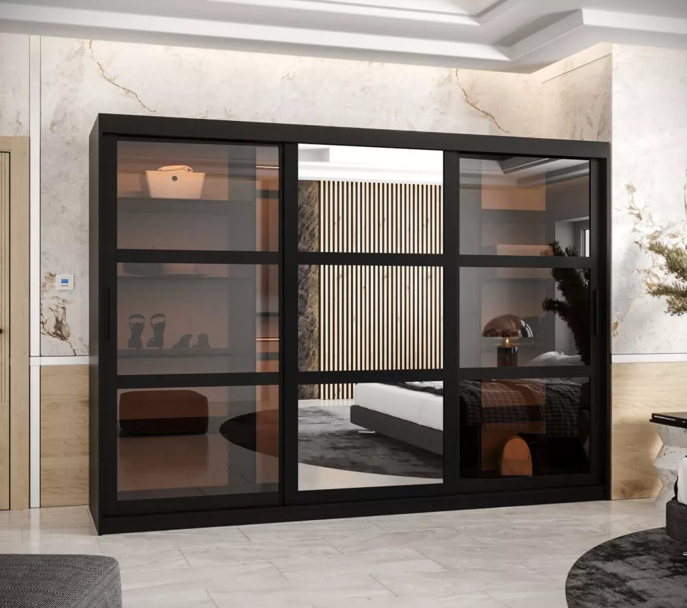 Skapis Dome 2 ar LED · Melns · 250 × 62 × 200 cm