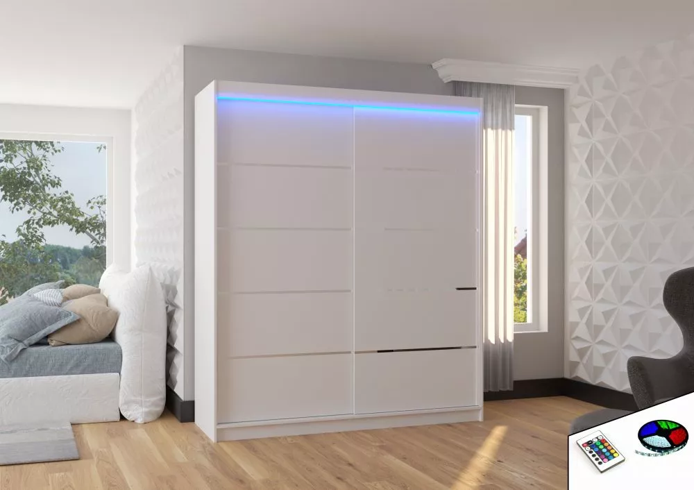 Skapis Spectra ar LED · Balts · 180 × 58 × 215 cm
