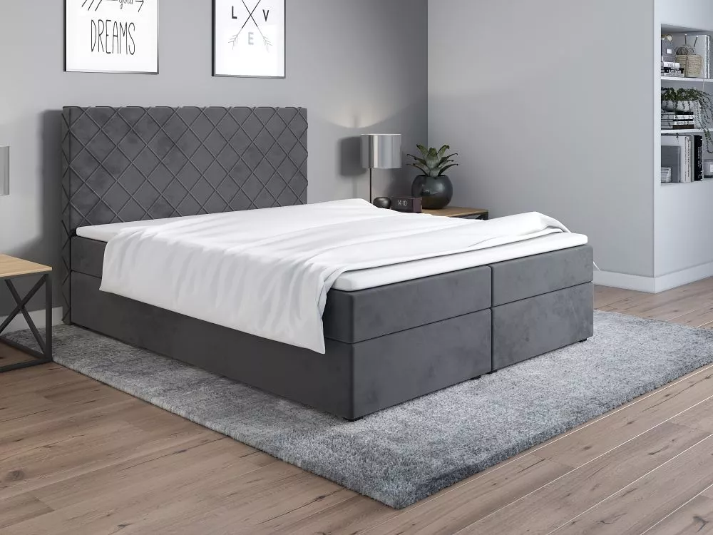 Gulta Classic 2 Boxspring standard Guļamvietas platums: 140 cm, Guļamvietas garums: 200 cm, · Tumši pelēks · 140 × 209 ×