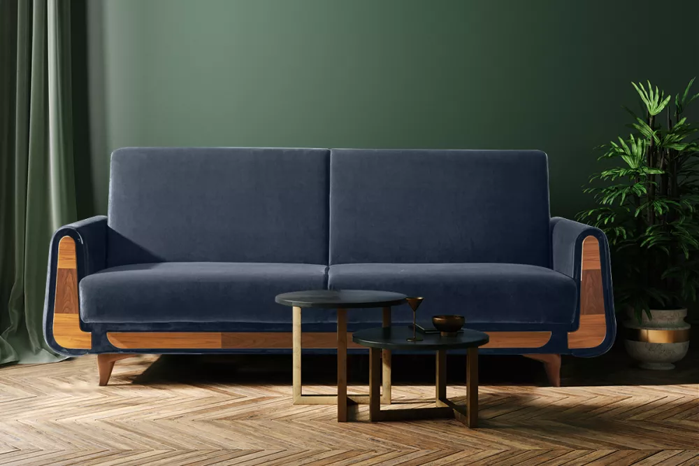 Dīvāns Gustavo 3S Standard · Zils · 98 × 230 × 98 cm