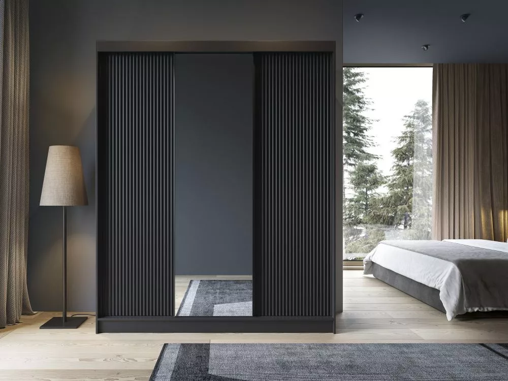 Skapis Prescco Premium · Melns · 180 × 60 × 220 cm