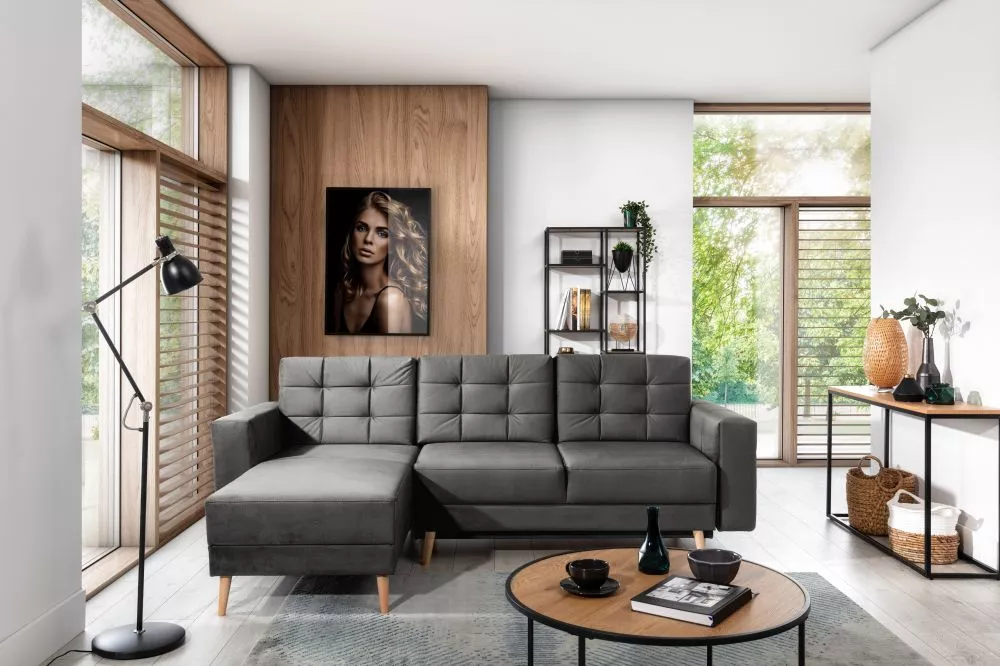 Dīvāns Asgard L Premium standard · Tumši pelēks · 162 × 250 × 87 cm