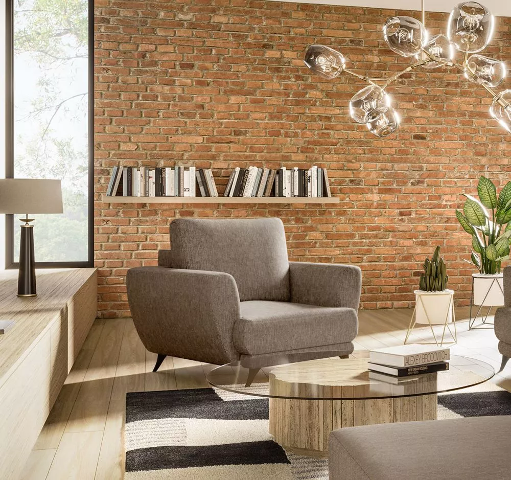 Mīksts krēsls Megis 1S standard Sēdvietas dziļums: 60 cm, · Brūns · 102 × 94 × 87 cm