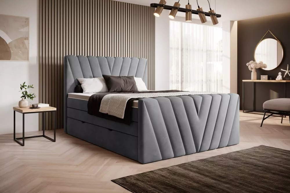 Gulta Candice Boxspring Comfort standard Guļamvietas platums: 180 cm, Guļamvietas garums: 200 cm, · Tumši pelēks · 180 ×