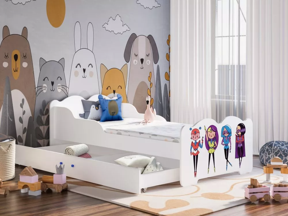 Bērnu gulta Atomowki ar stelāžu Guļamvietas platums: 80 cm, Guļamvietas garums: 160 cm, · Balts · 92 × 164 × 65 cm