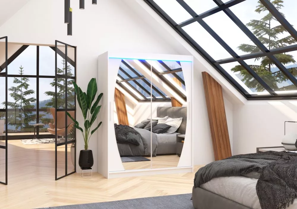 Skapis Alen ar LED · Balts · 150 × 58 × 200 cm