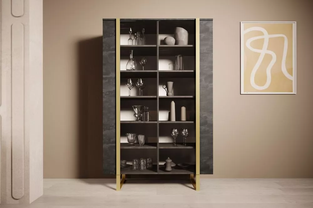 Sekcija Verica W120 2D Gold · Melns · 120 × 45 × 187 cm