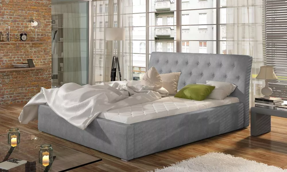 Gulta Milano standard ar stelāžu Guļamvietas platums: 180 cm, Guļamvietas garums: 200 cm, stelāžas tips: metāla, · Pelēk