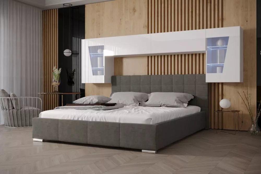 Sekcija Panama 9 Gloss ar LED · Balts · 306 × 35 × 91 cm