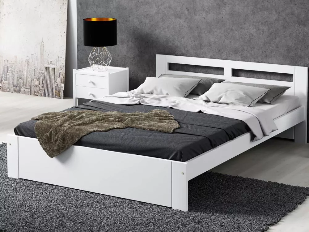 Gulta DMD-6 Magnat ar stelāžu Guļamvietas platums: 140 cm, Guļamvietas garums: 200 cm, · Balts · 148 × 206 × 65 cm