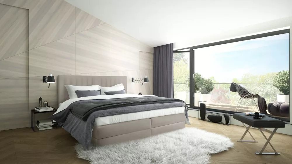 Gulta Milano Boxspring Standard Guļamvietas platums: 160 cm, Guļamvietas garums: 200 cm, · Kapučino · 160 × 210 × 110 cm