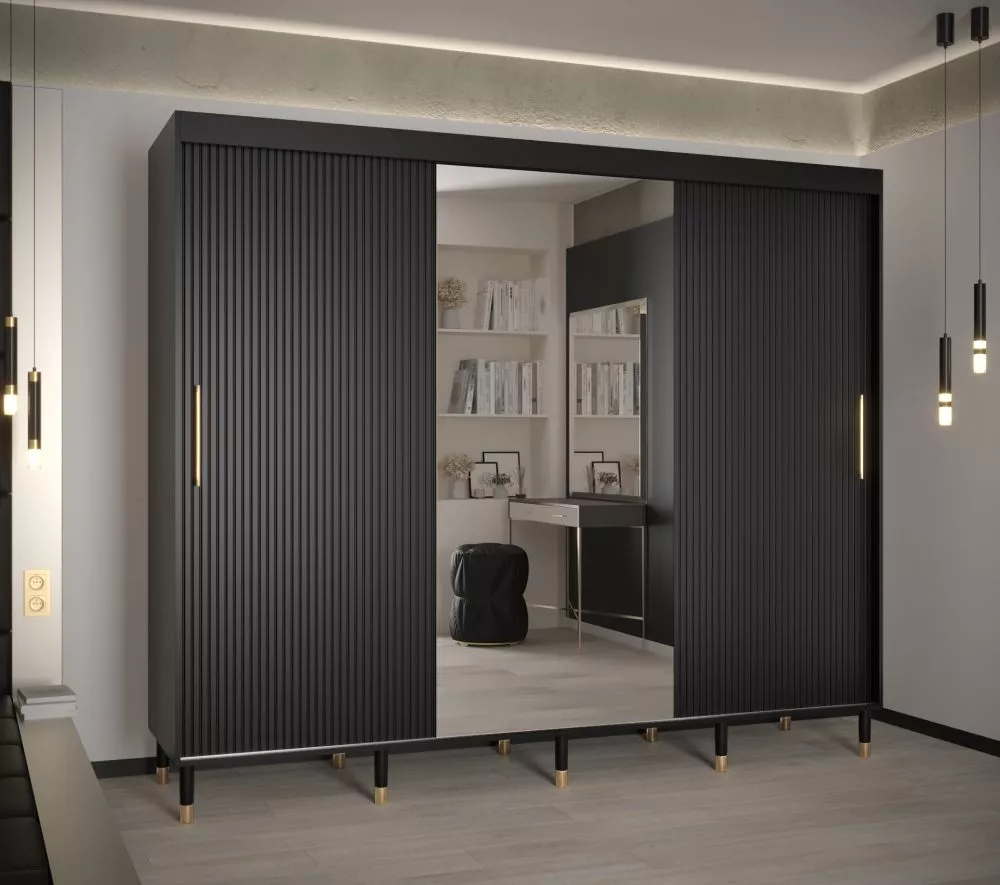 Skapis Calipso Slim 2 · Melns · 250 × 62 × 208 cm