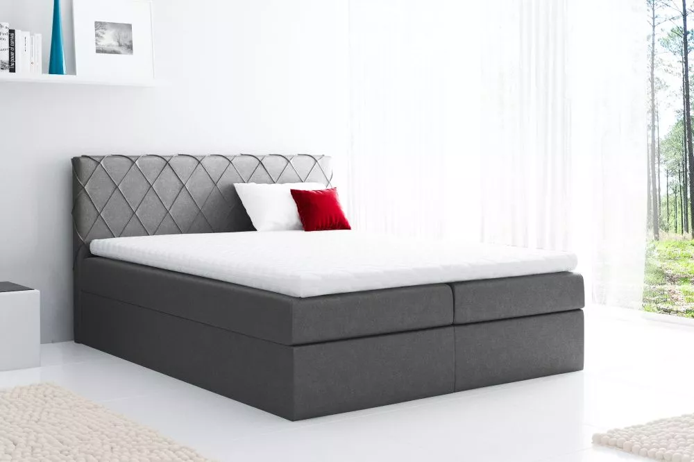 Gulta Paros Boxspring Premium Standard Guļamvietas platums: 140 cm, Guļamvietas garums: 200 cm, · Tumši pelēks · 144 × 2