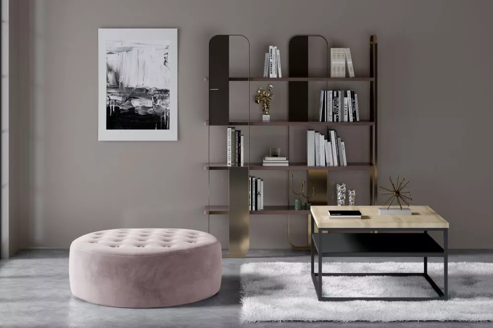Pufs Monty Standard Auduma numurs: Mat Velvet 63, · Rozā · 70 × 28 × 70 cm