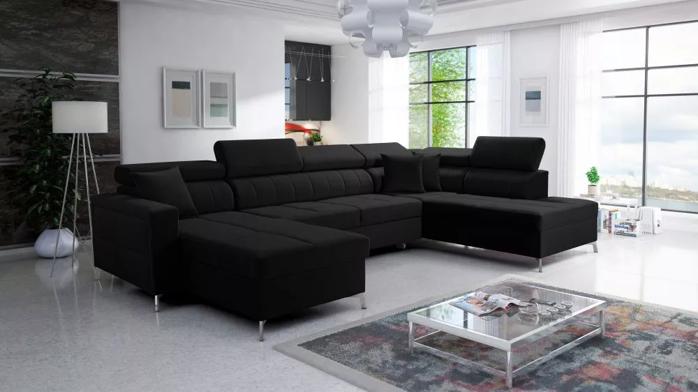 Dīvāns Side 6 Standard · Melns · 217 × 351 × 83 cm