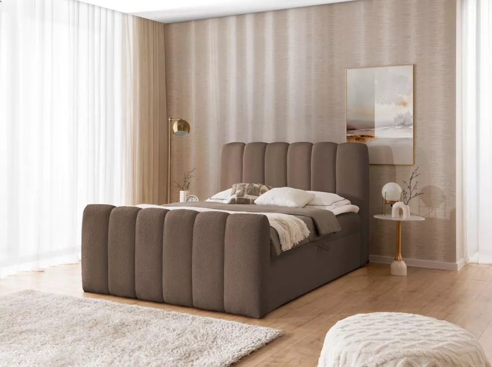Gulta Chloe Boxspring Standard Guļamvietas platums: 160 cm, Guļamvietas garums: 200 cm, · Brūns · 168 × 228 × 125 cm