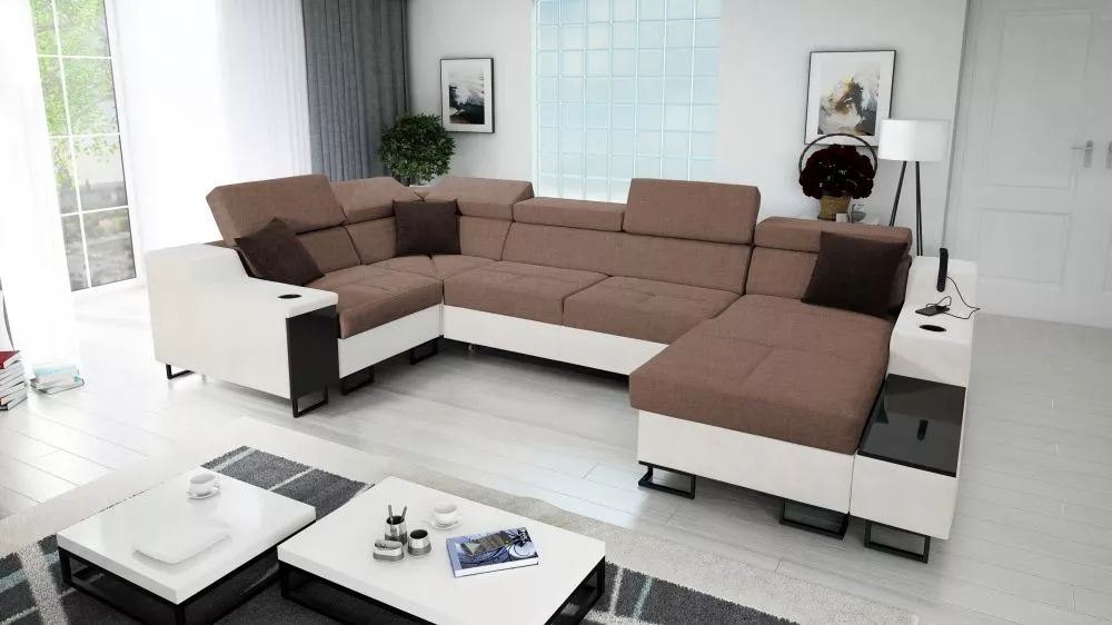Dīvāns Alicante 4 Maxi Standard · Brūns + balts · 211 × 361 × 81 cm