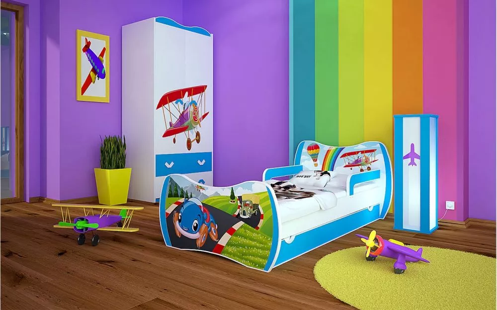 Bērnu gulta Dream L02 140x70 DM30 ar stelāžu Guļamvietas platums: 70 cm, Guļamvietas garums: 140 cm, · 94 × 144 × 71 cm