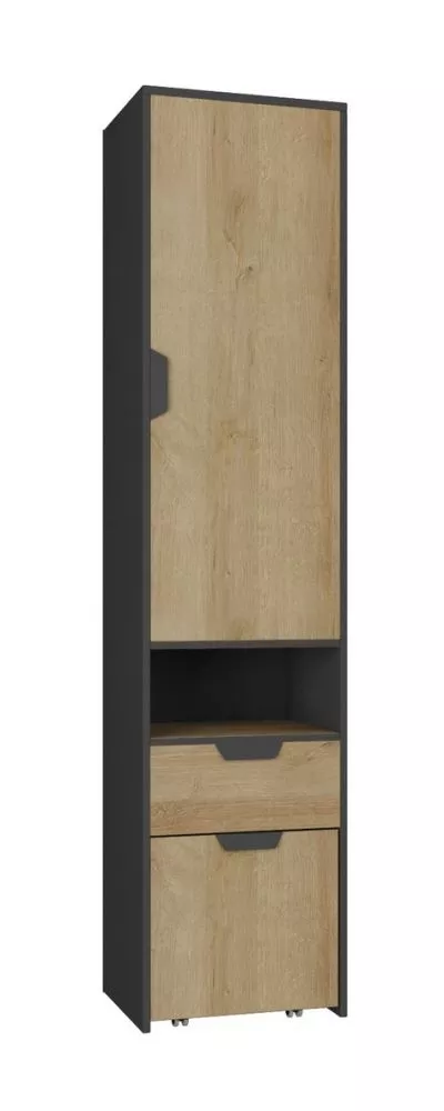 Sekcija Nano 3 · Grafīts + ozols riviera · 45 × 40 × 195 cm