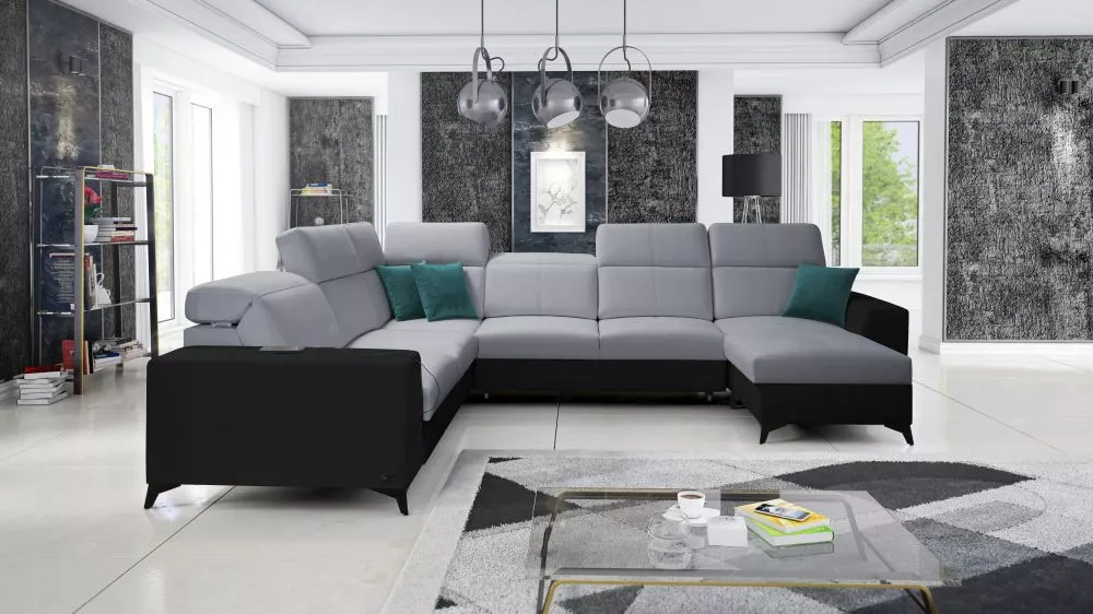 Dīvāns Belutti 8 Mix Standard · Pelēks + melns · 288 × 362 × 84 cm