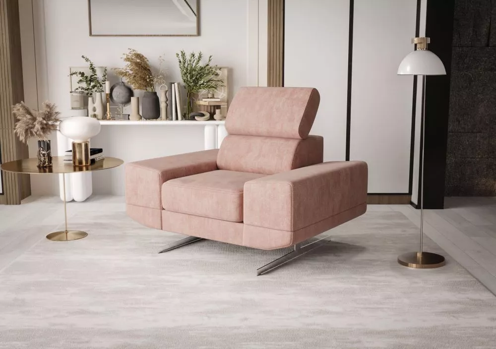 Mīksts krēsls Milano F standard Sēdvietas dziļums: 56 cm, · Gaiši rozā · 125 × 95 × 78 cm