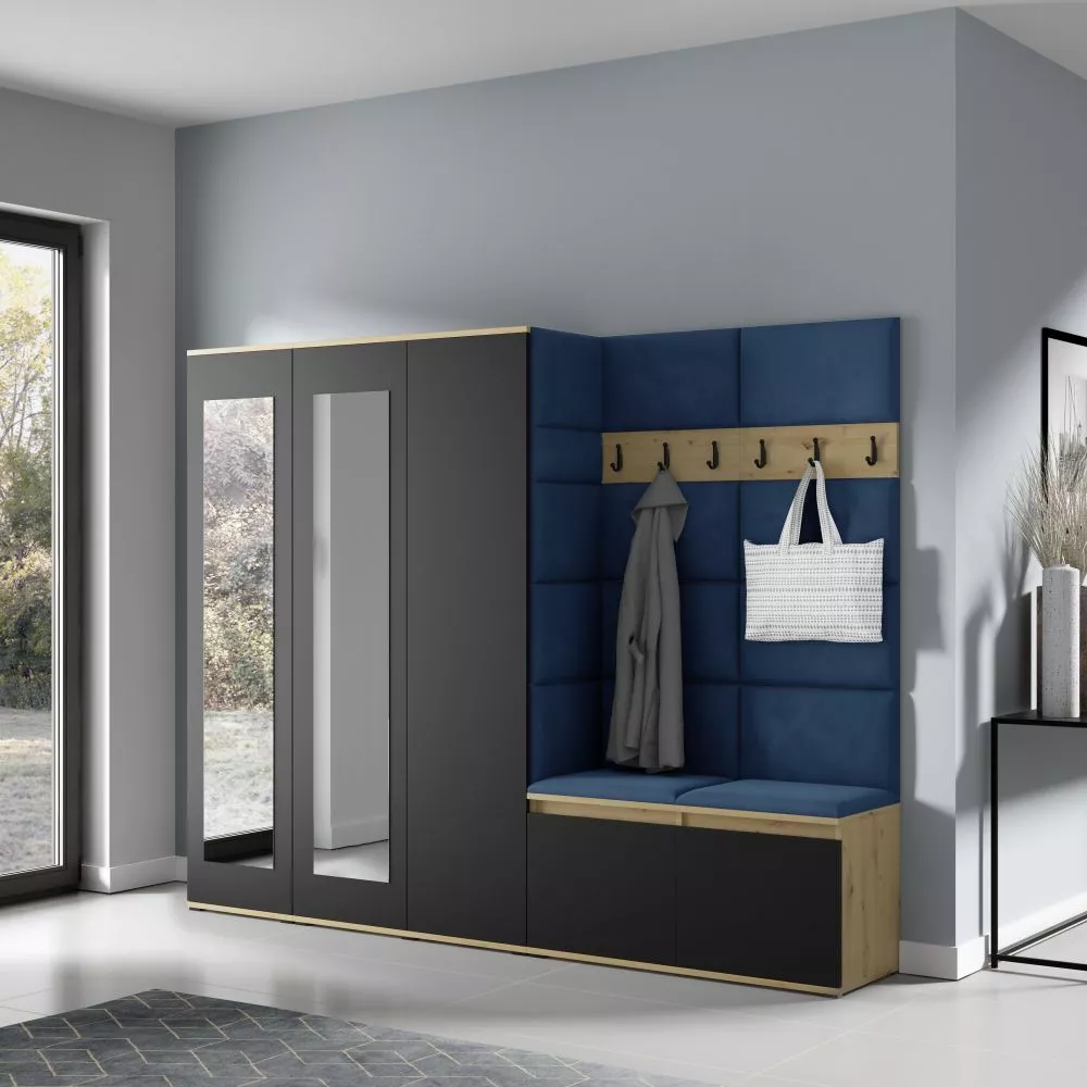 Apavu plaukts Emi 15 Trinity Korpusa krāsa: ozols artisan + melns, · 235 × 185 × 40 cm