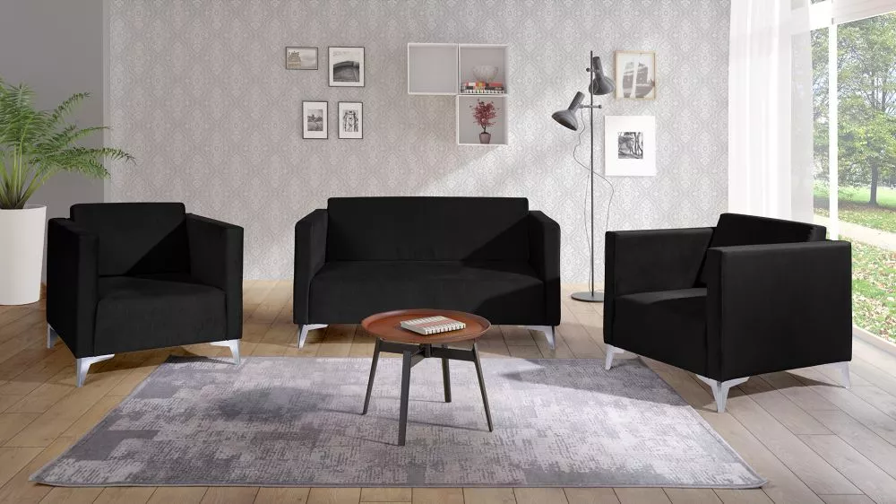 Komplekts Szafir 2S+1S+1S Standard · Melna · 82 × 136 × 74 cm