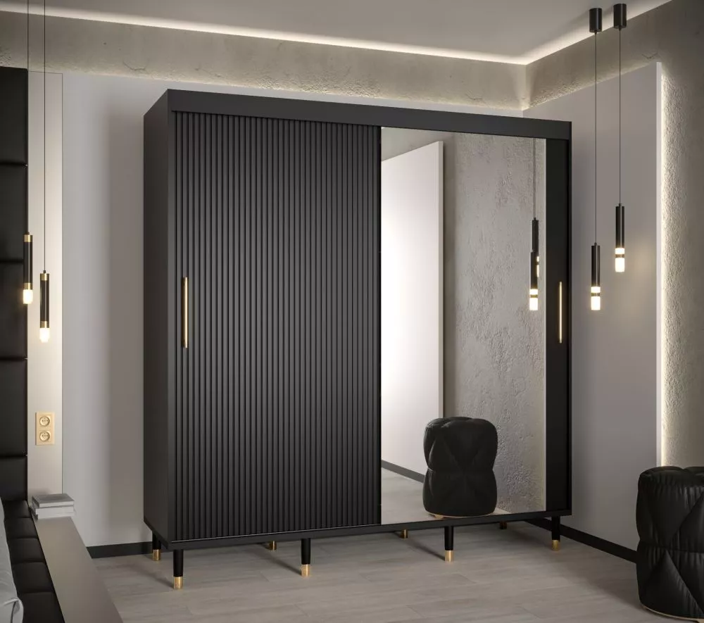 Skapis Calipso Slim 2 · Melns · 200 × 62 × 208 cm