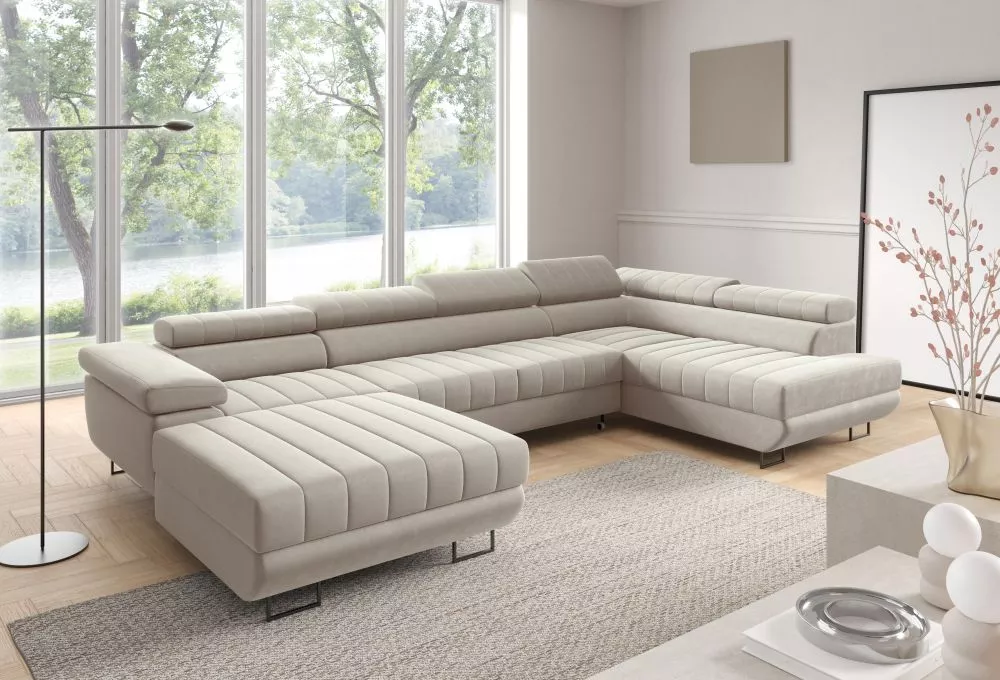 Dīvāns Horizonte Mini U standard · Gaiši bēšs · 202 × 347 × 80 cm