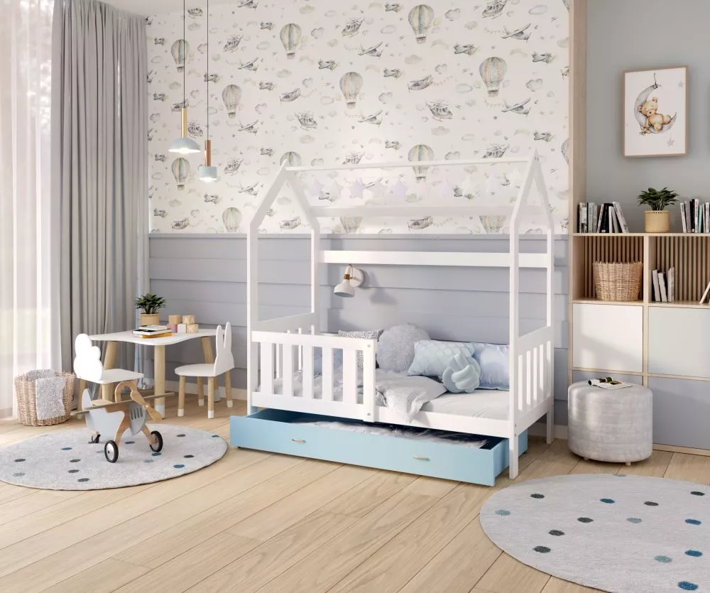 Bērnu gulta Pluto ar stelāžu Guļamvietas platums: 80 cm, Guļamvietas garums: 190 cm, · 84 × 194 × 180 cm