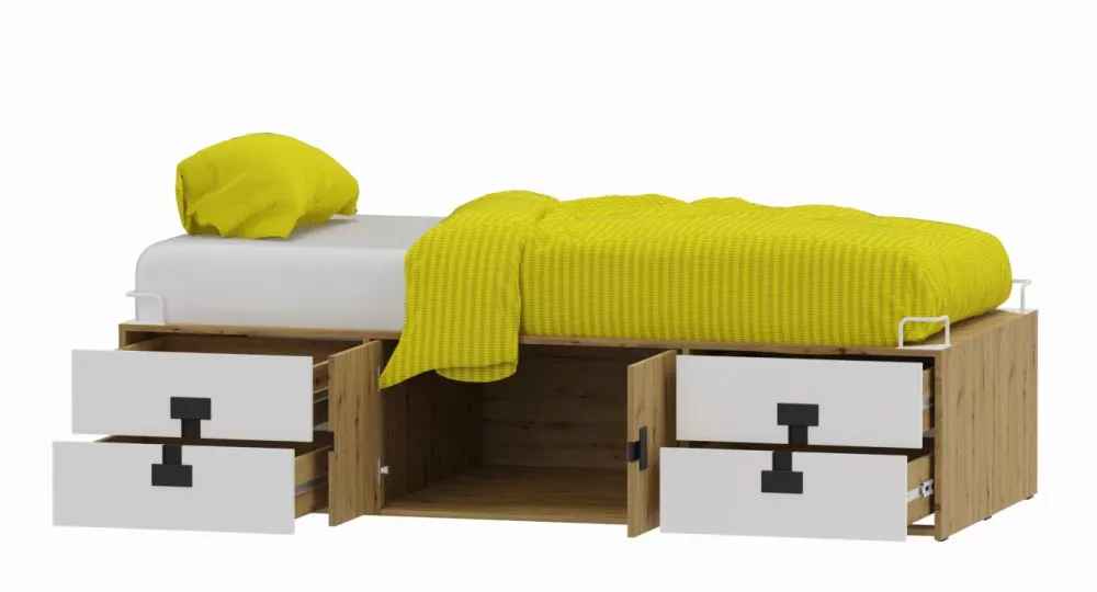 Bērnu gulta Index 15 90x200 ar stelāžu Guļamvietas platums: 90 cm, Guļamvietas garums: 200 cm, · 94 × 204 × 46 cm